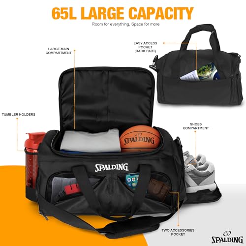 Large Waterproof Gym Duffle Bag with Wet & Shoe Compartments - 55L Capacity