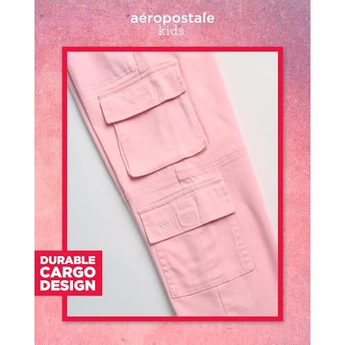 AEROPOSTALE Girls Cargo Pants - Casual Twill Joggers Baggy Sweatpants for Girls with Elastic Drawstring Waist (Sizes: 7-16)