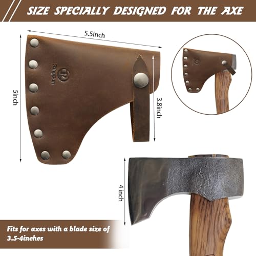 Brown Leather Hatchet Cover for Axe Sheath - Durable Full Grain Leather