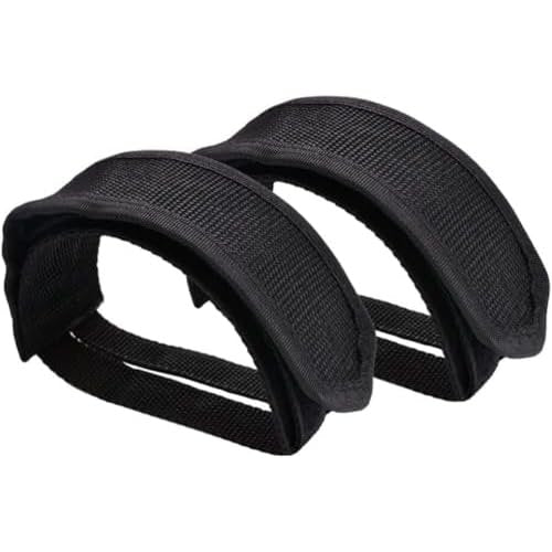 2-Pack Black Bike Pedal Toe Straps, Fixed Gear Cycling Foot Straps with Beam Design Bike Pedals