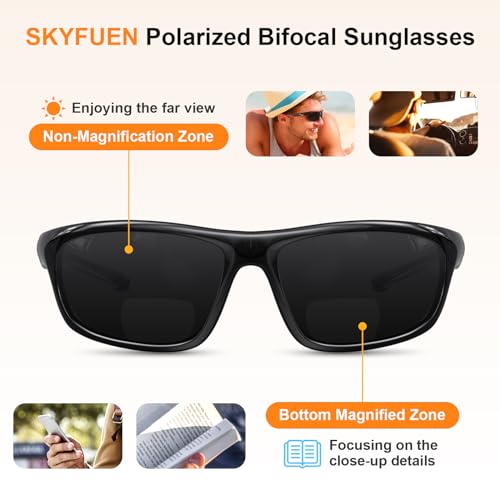 Polarized Bifocal Reading Sunglasses - Black + 2.5x - Sports & Outdoor