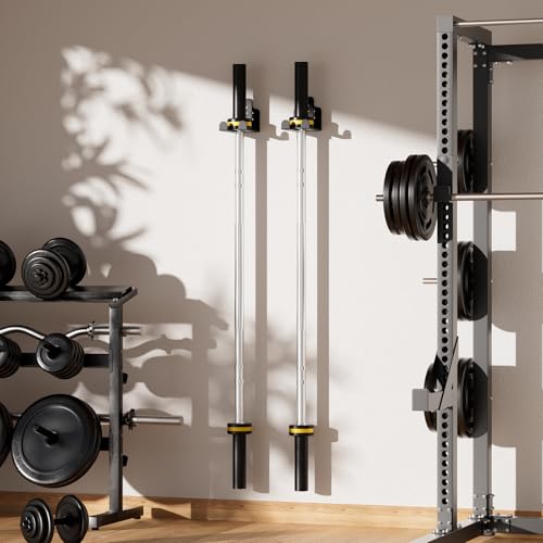 Barbell Wall Mount Holder with 1 Hook - Black Olympic & Standard Weight Rack