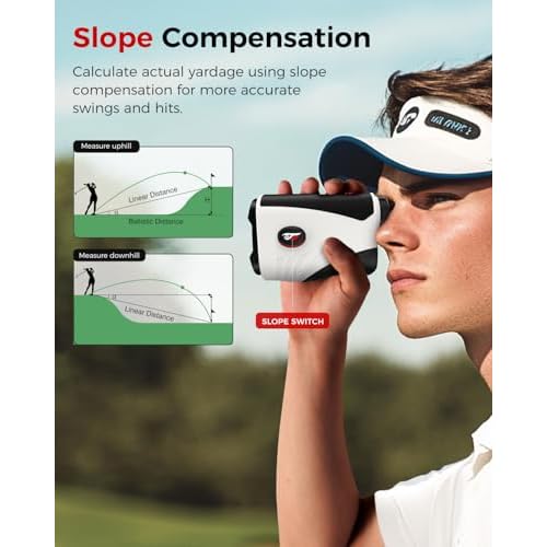 Golf Rangefinder with Slope - 1200 Yards Laser Range Finder with Flag Pole Locking Vibration, 7X Magnification rangefinder with Magnet Stripe