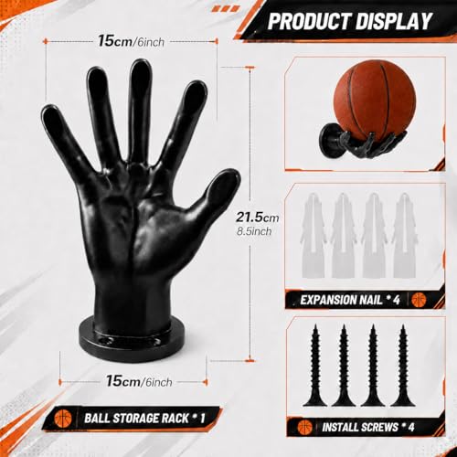 OMXNAQZ Single Black Wall Mount Basketball & Soccer Ball Holder