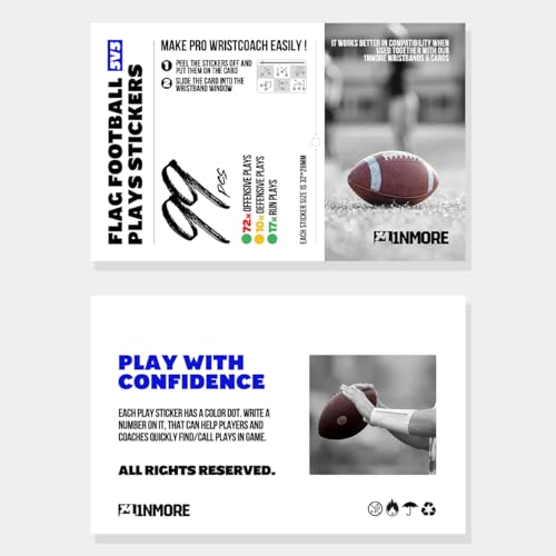 Youth Football Playbook Wristbands with 99 Tactic Stickers - 5 on 5 & 3 Cards Variation