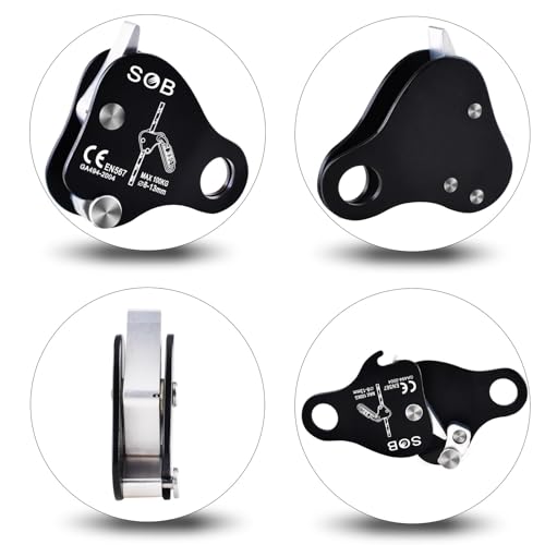 Climbing Descender Ascender Self-Locking Fall Protection Device Black 100kg