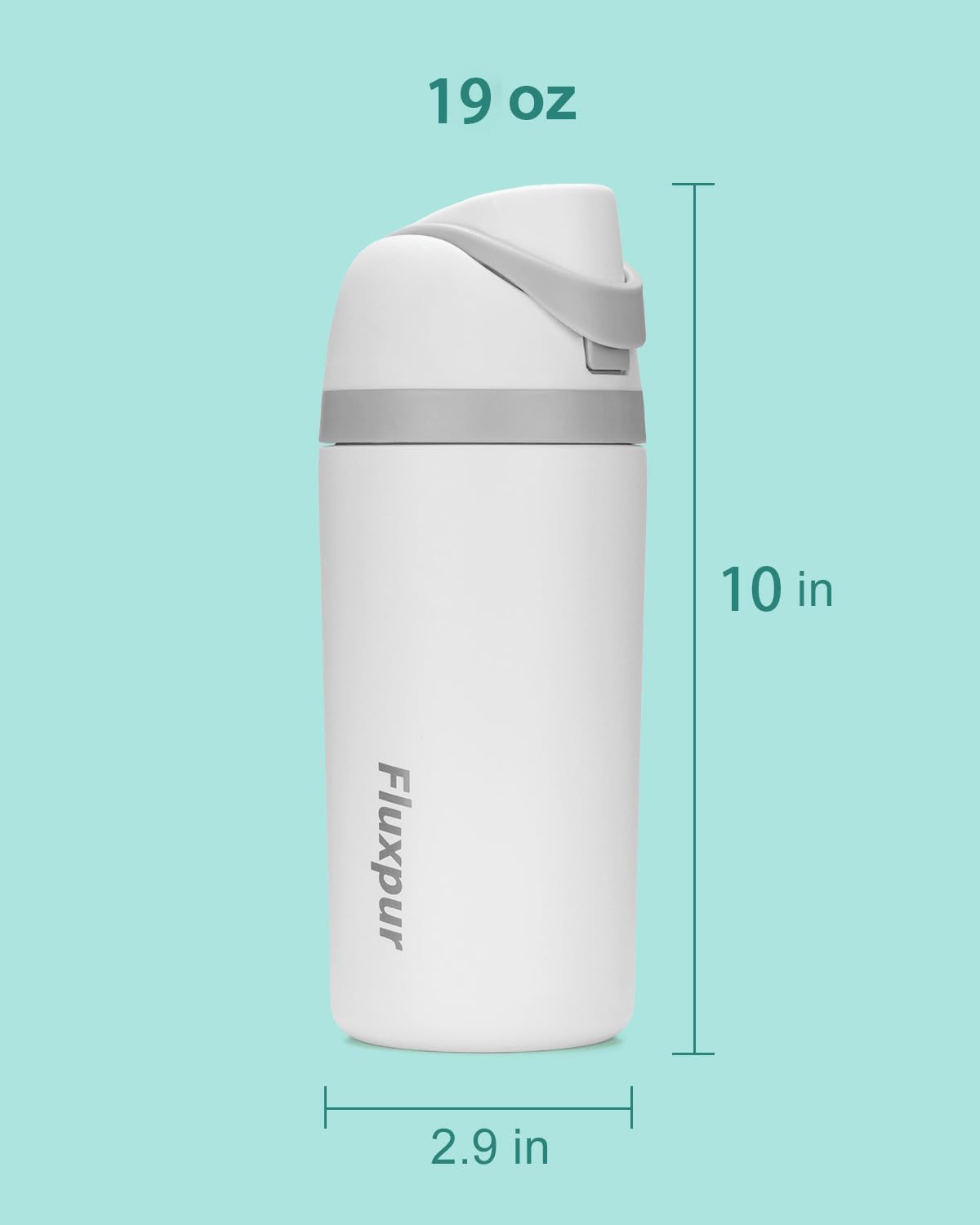 Fluxpur Insulated Water Bottle Sports Stainless Steel Water Bottle with Straw Travel Leakproof,19 Oz,White 10