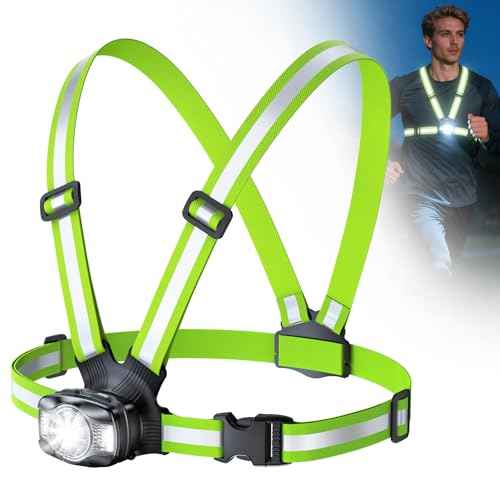 Running Lights for Runners, 500 Lumens Running Light with 45¡Æ Adjustable Beam, 6 Modes & IPX4 Waterproof, 1800 mAh Rechargeable Reflective Vest for Night Walking/Cycling/Jogging/Hiking
