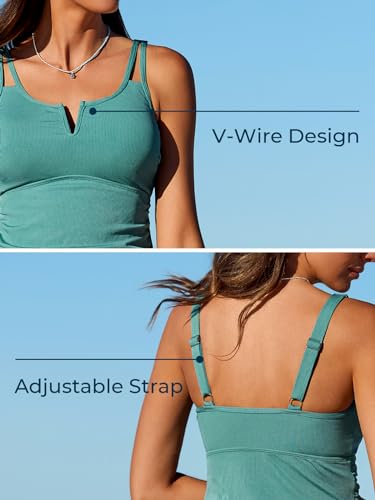Summer Mae Tankini Swimsuits for Women 2026 - Large Solitary Silhouette Bloom Variation - Ruched Two-Piece Tummy Control V-Wire Modest Swimwear