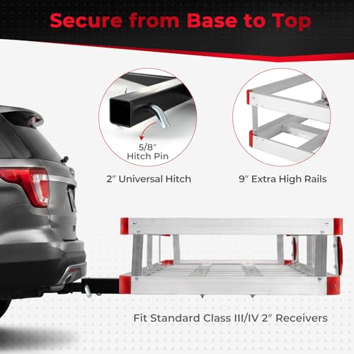 Heavy Duty Aluminum Hitch Cargo Carrier 500 lbs Capacity for SUV & Truck