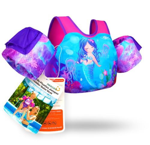 Toddler Swim Vest with Adjustable Fit - Mermaid / L, 30-66 lbs, 2-7 Years