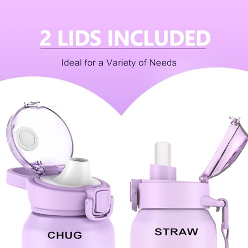 Purple Pink 32oz Double Wall Insulated Water Bottle with Handle - BPA Free, Leakproof, Travel-Friendly