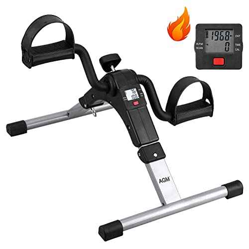 Folding Pedal Exerciser, Mini Under Desk Bike - Portable Foot Hand Cycle Peddler Machine Bicycle Exerciser for Arm Leg While Sitting