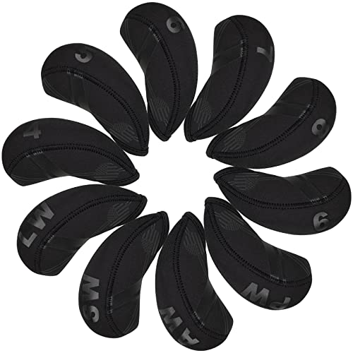 Golf Iron Head Covers 10Pcs Neoprene Club Protector Multi Color Black US Flag Variation