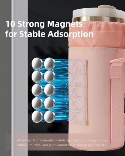 Pink Magnetic Water Bottle Holder for 30-40oz Tumbler & Cup - Fits Metal Surfaces
