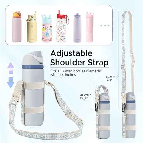 EasyAcc Water Bottle Holder Strap Sling, for Owala FreeSip 24 32 40 oz, Hydro Flask, Yeti, Stanley Flip, Universal Water Bottles, with Carabiner, for Walking Hiking Curise Travel (Bottle Excluded)