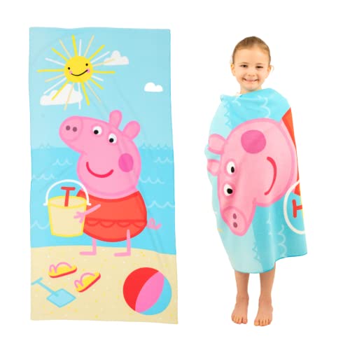 Peppa Pig Kids Recycled Lightweight Beach Towel – 58x28 Inches, Eco-Friendly, Super Soft, Licensed