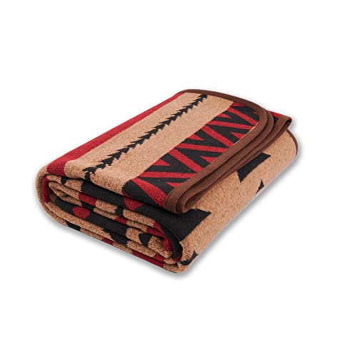 Merino Wool Blanket - Warm Camping Throw 87 x 63 Kaki Flame - Lightweight & Durable
