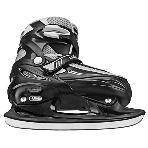 Adjustable Youth Ice Skates for Kids - Black/White, Medium Size