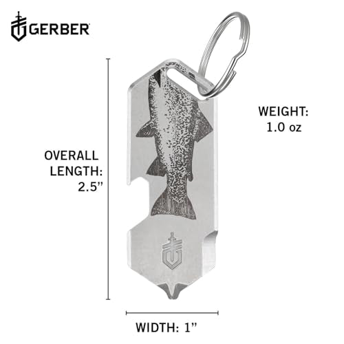 Silver Gerber Shard 3-in-1 Multitool Keychain with Bottle Opener & Fish Variation