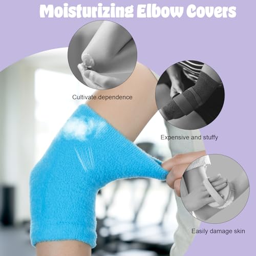 Elbow Moisturizing Sleeve for Dry Skin Relief - 2 Pairs, Blue & Purple