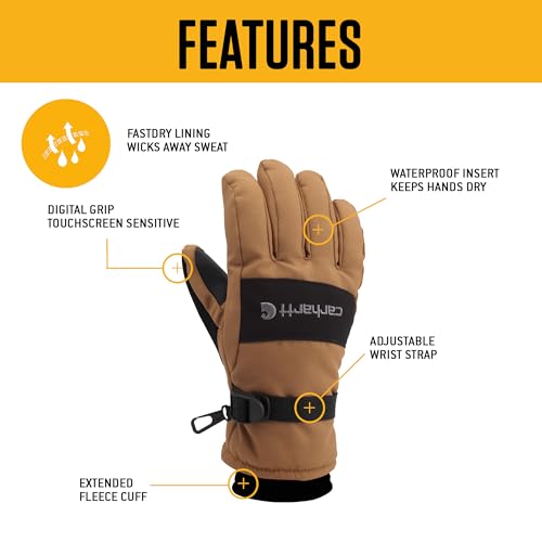 Carhartt Men's Waterproof Insulated Knit Cuff Glove - Large Black