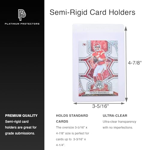 50 Pack Semi-Rigid Card Holders for Trading Cards - Standard Size, Graded Card Protection