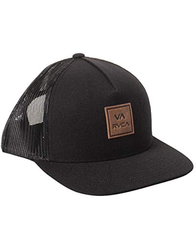 Men's Curved Brim Trucker Hat - Structured Snapback, One Size / RVCA Black