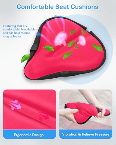 Red Gel Bicycle Seat Cover Cushion for Women and Men
