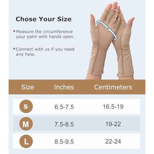 NURCOM Compression Arthritis Gloves, Rheumatoid Pain Relief Compression Gloves for Women & Men, Premium Fingerless Circulation Gloves for Arthritis & Joint Pain, Swelling, Tendonitis, 1 Pair Beige M