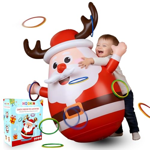 Inflatable Santa Reindeer Ring Toss Game for Christmas Party Kids & Adults