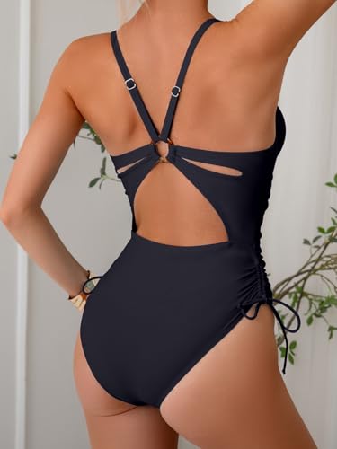 Medium Black One Piece Swimsuit Women Tummy Control Modest Slimming Bathing Suit