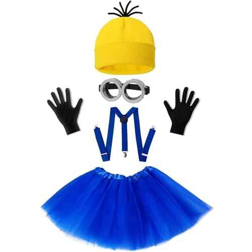5 PCS Halloween Costume for Kids Girls,Goggles/Beanie/Tutu Skirt/Suspenders/Gloves Halloween Costume Accessories