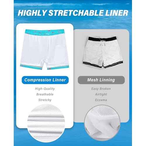 Swim Trunks Mens 5 Inch Inseam Compression Liner Short Men Bathing Suit Lined Swimming Shorts Men's Swim Suits