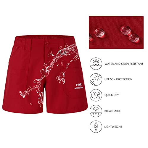 Youth 5-Inch Water-Resistant Cargo Shorts with Pockets - Large Chili Red