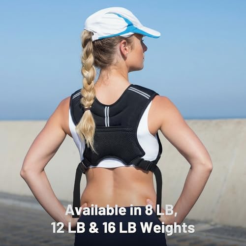 Weighted Vest for Fitness & Strength Training 8lb-16lb Adjustable Reflective