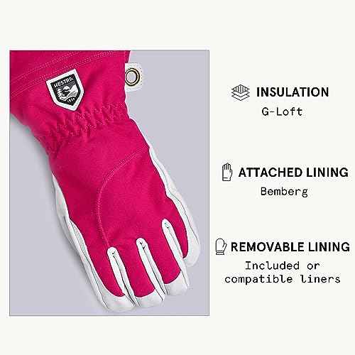 Hestra Women's Heli Ski Female Glove, 5-Finger Leather Snow Glove for Skiing, Snowboarding and Mountaineering