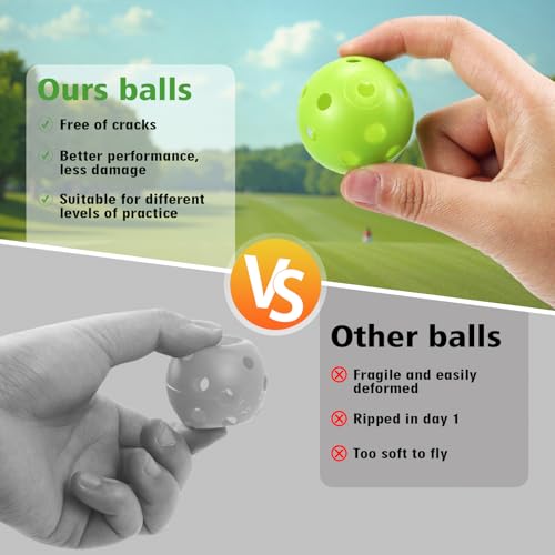 Green Plastic Golf Balls Practice Pack 26 Pcs Limited Flight Indoor Outdoor