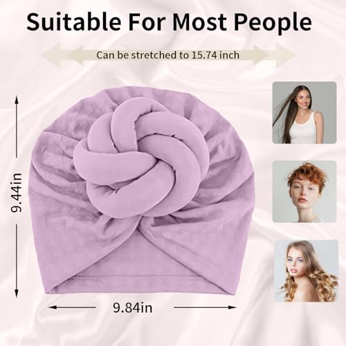 Women Turbans and Head Wraps 3-Pack - African Flower Knot Pre-Tied Bonnet Beanie