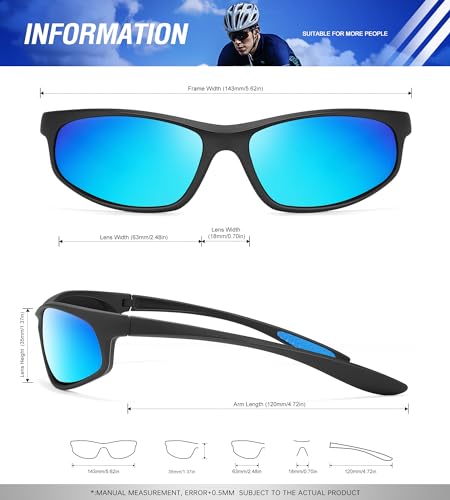 Men's Polarized Sports Sunglasses UV Protection - Black, Ice Blue & Multicolor A02