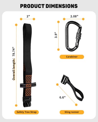 Heavy-Duty Tree Stand Harness Strap Black - Quick-Connect Hunting Safety Gear