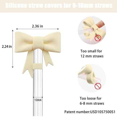 6Pcs Silicone Straw Toppers Covers for Stanley Cups 40/30oz 10mm(0.4in) Dust-Proof Bow Straw Covers Toppers Suitbale for Stanley Cup Accessories Reusable Straws Caps (Colorful F)