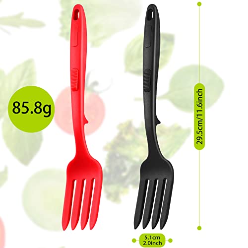 Mixweer Silicone Cooking Forks 2 Pack Heat Resistant 11.6 Inches Red & Black