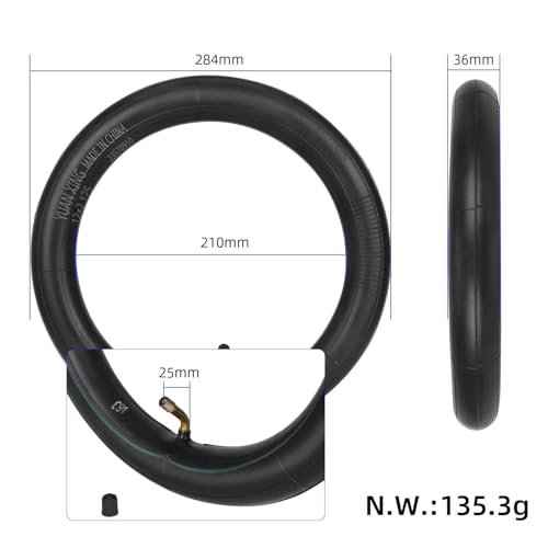 12x 2.125 Inner Tube with Bent Valve for Ebike Stroller Tricycle Balance Bicycle, 12 inch 12 x 2 1/8 Tire Inner Tube Butyl Rubber Thickened for Bike Accessories