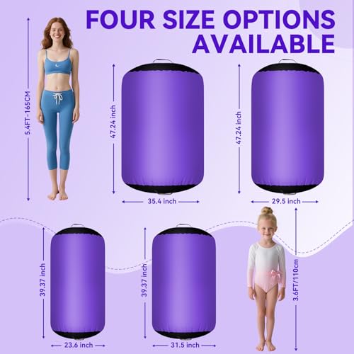 Deep Purple Inflatable Gymnastics Air Roller for Yoga Cheerleading Training 39.37in x 23.6in