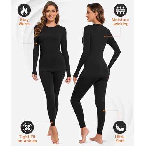 BESTENA Thermal Underwear for Women Base Layer Cold Weather Thermal Set Long Johns Women Thermal Set