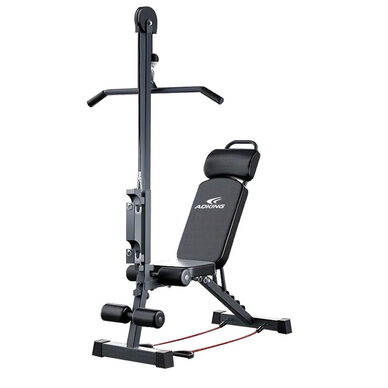 12-in-1 Multi-Functional Home Gym Workout Bench–High/Low Pulley System, Sit-Up Bench, LAT Pull-Down,Leg Developer,Adjustable Strength Training Equipment for Full-Body Fitness
