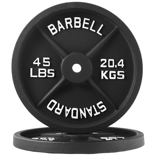 Fitvids 1-Inch Standard Cast Iron Weight Plate for Strength Training & Weightlifting, Multiple Sizes