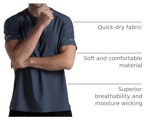 Men's Cooling Ice Silk Running Shirt UPF 50+ Workout T-Shirt Charcoal Grey XL