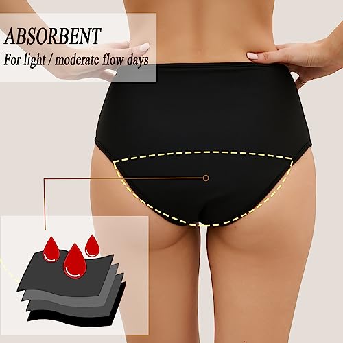 Leoparts Leakproof Period Swimwear Bikini Bottoms for Teen Girls Women Small Black 853